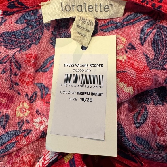 LORALETTE Valerie Border Women's Maxi Dress‎ 2XL 18/20 Magenta Floral Flowy NEW - Picture 9 of 13